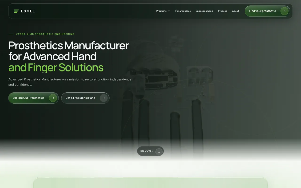 ESMEE Prosthetics Site — screenshot